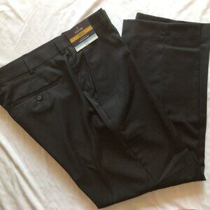 Men's Black Stafford Dress Pants Flat Front Travel Stretch Classic Fit 40X30